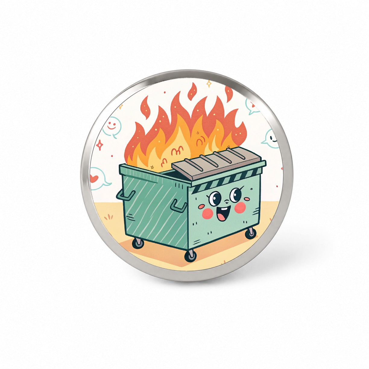 Kawaii Dumpster Fire Novelty Hat Backpack Lapel Pin