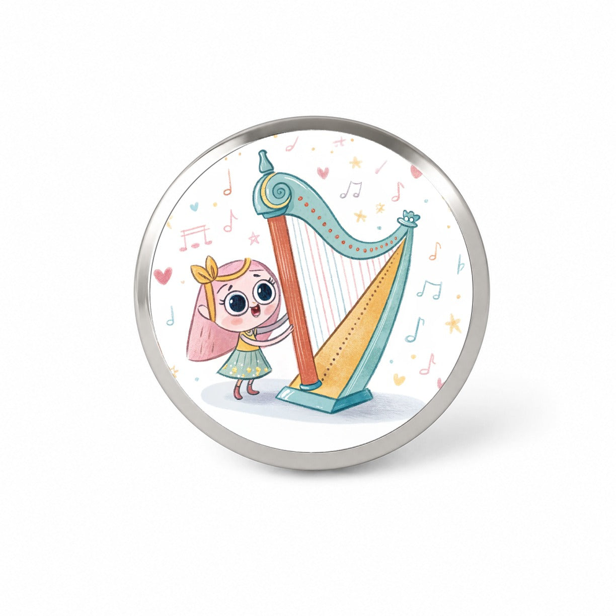 Kawaii Harp Music Novelty Hat Backpack Lapel Pin