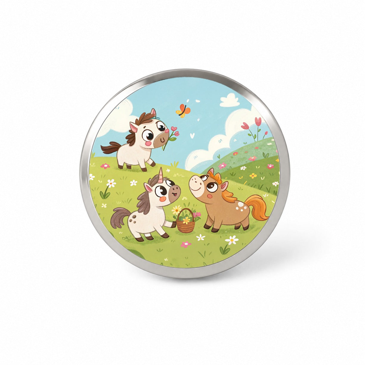Kawaii Horses Playing Novelty Hat Backpack Lapel Pin