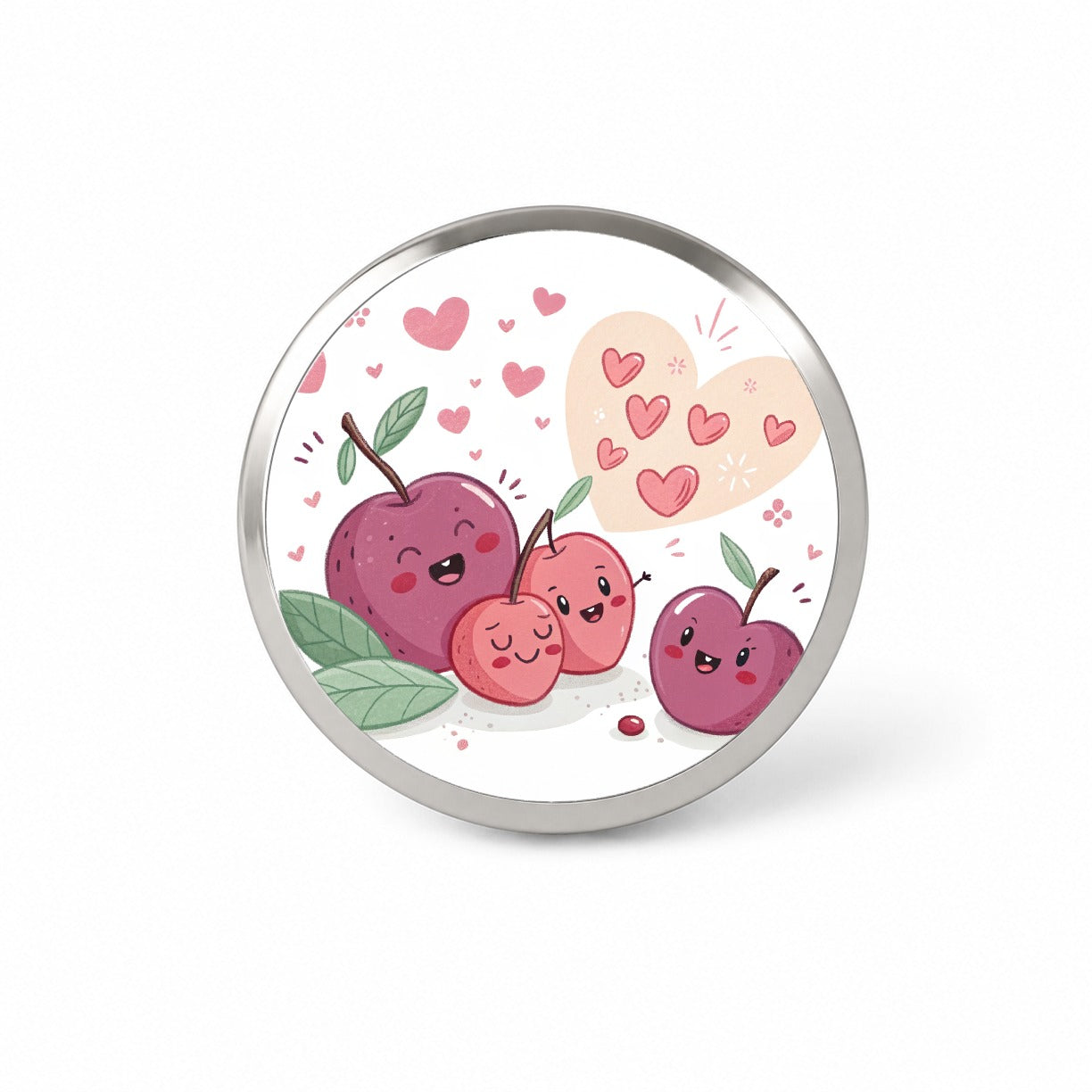 Kawaii Plums And Hearts Novelty Hat Backpack Lapel Pin