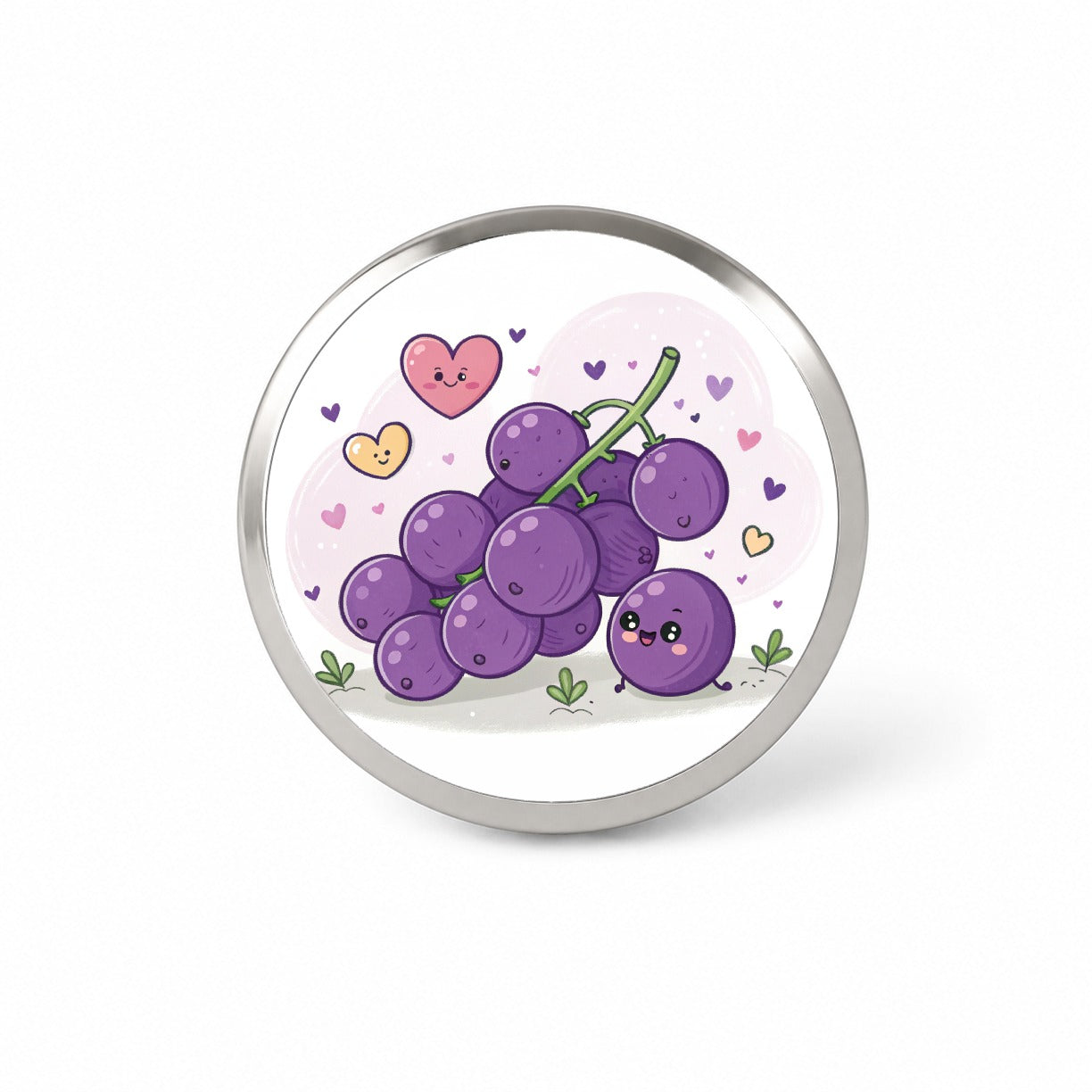 Kawaii Purple Grapes And Hearts Novelty Hat Backpack Lapel Pin