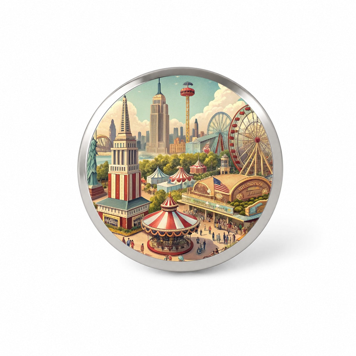 Americana New York World's Fair Novelty Hat Backpack Lapel Pin