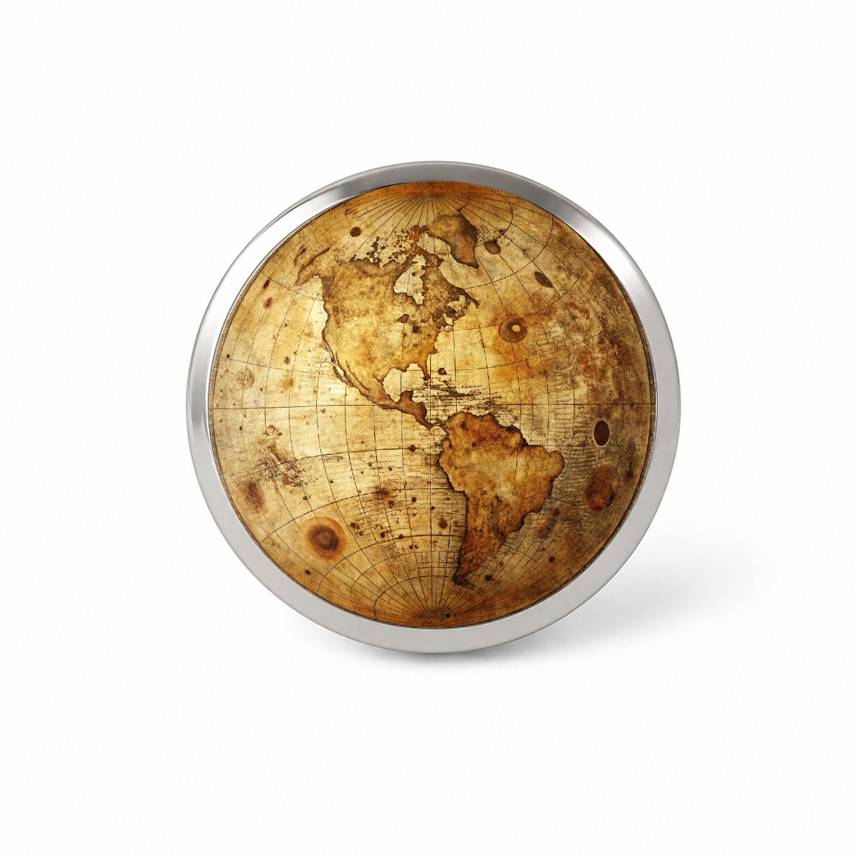Ancient Worn Map the Earth Globe and Planets Novelty Hat Backpack Lapel Pin