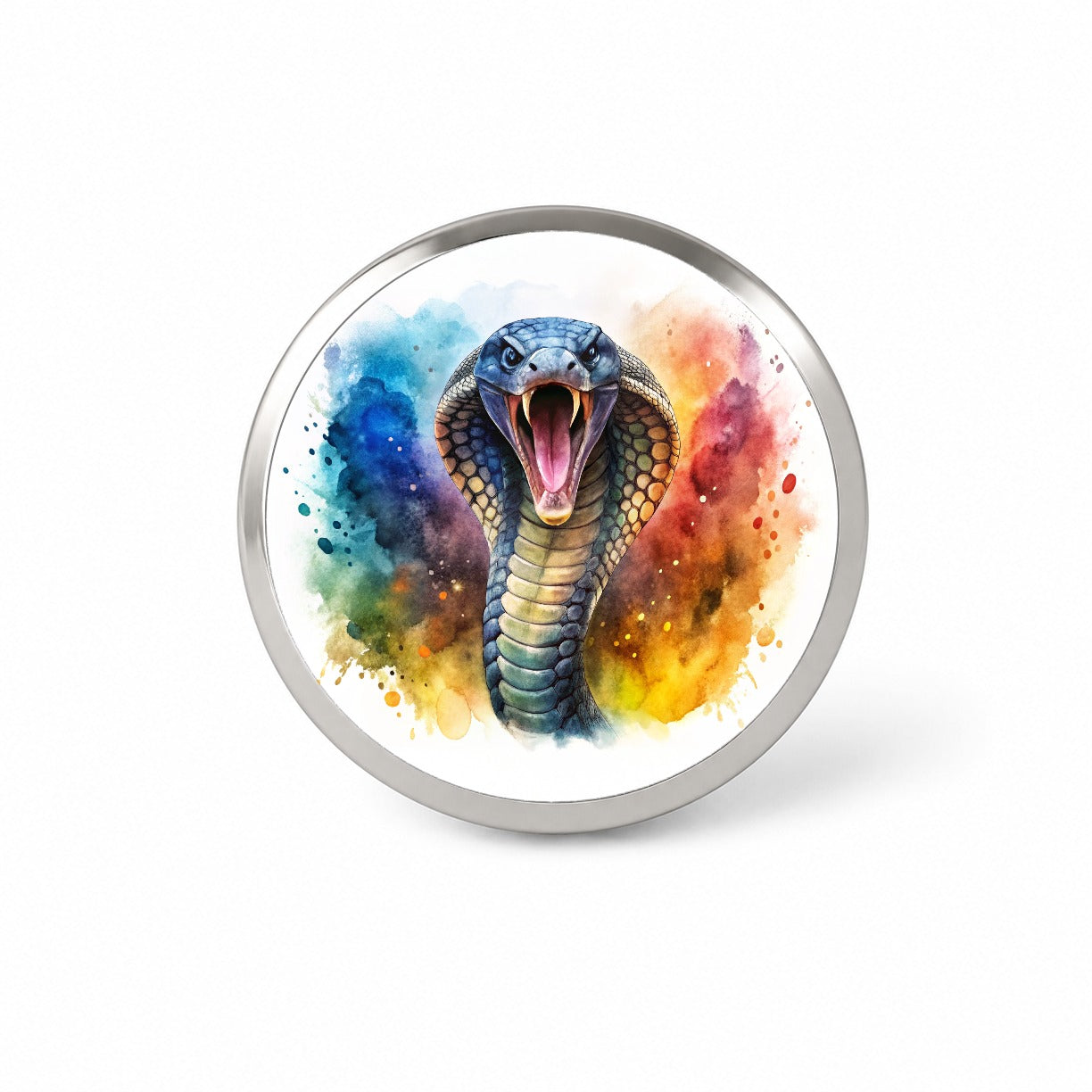Angry Cobra Snake Reptile Watercolor Novelty Hat Backpack Lapel Pin