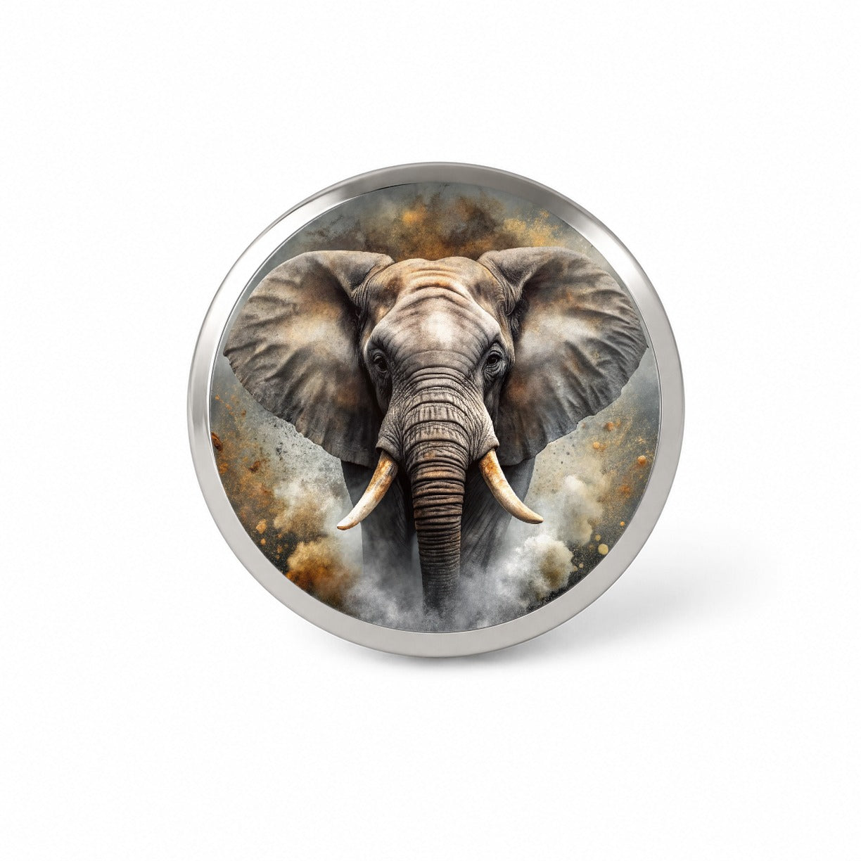 Angry Elephant Black Watercolor Novelty Hat Backpack Lapel Pin