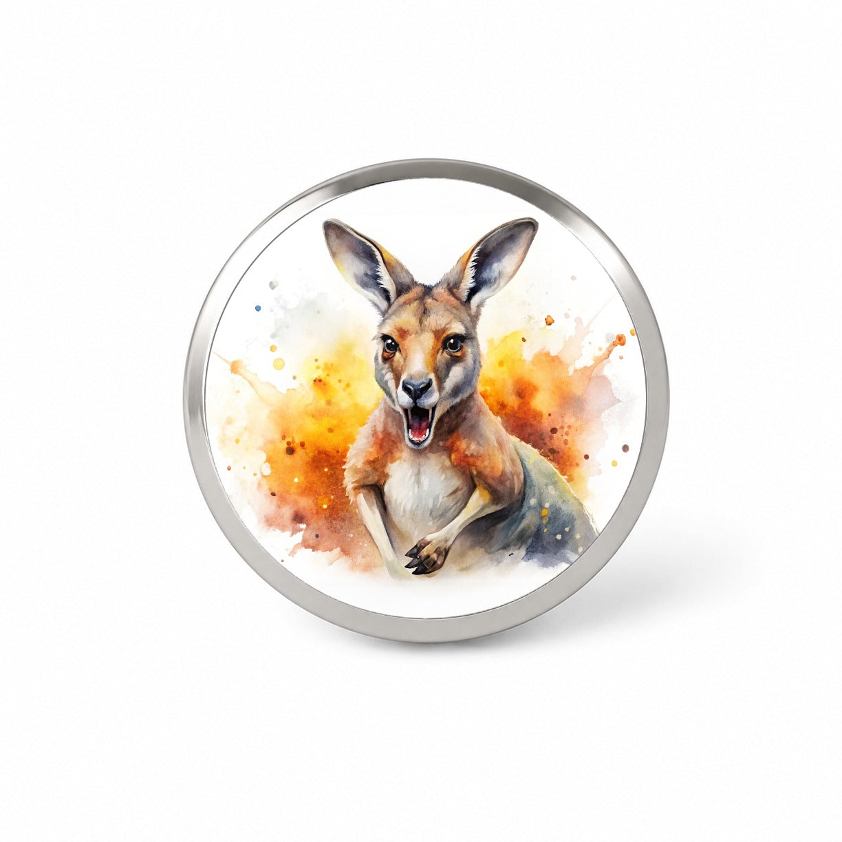 Angry Kangaroo Watercolor Novelty Hat Backpack Lapel Pin
