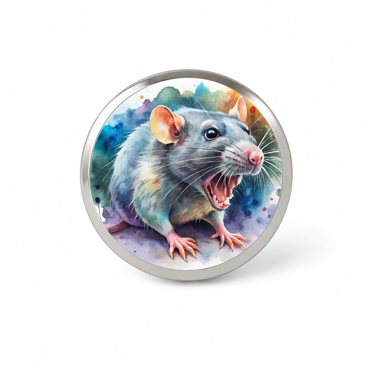 Angry Rat Watercolor Novelty Hat Backpack Lapel Pin