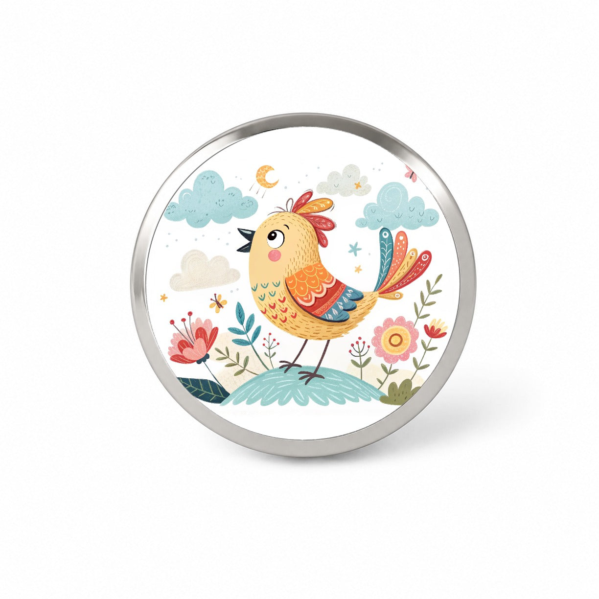 Bird Children's Illustration Style Novelty Hat Backpack Lapel Pin