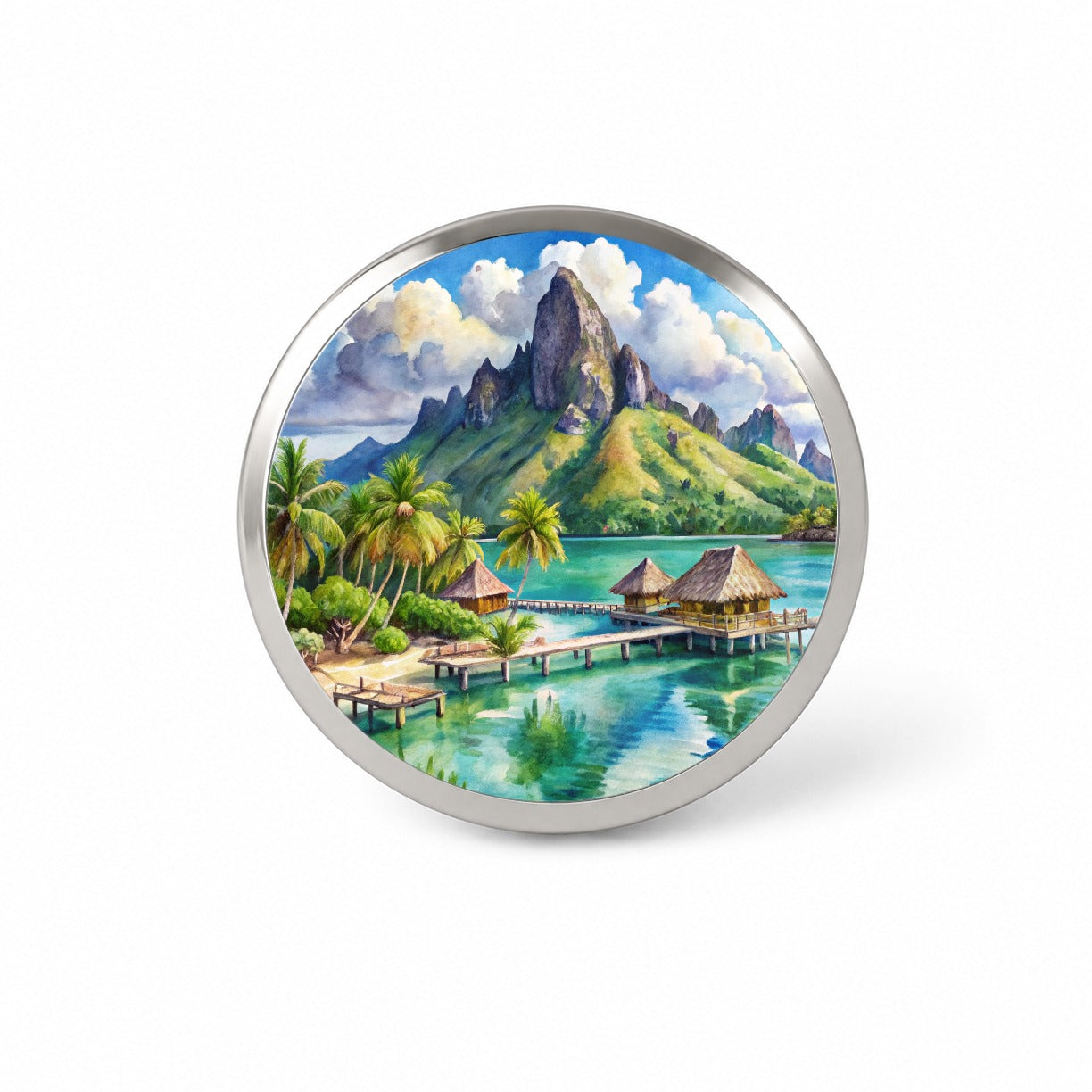 Bora Bora French Polynesia Watercolor Novelty Hat Backpack Lapel Pin