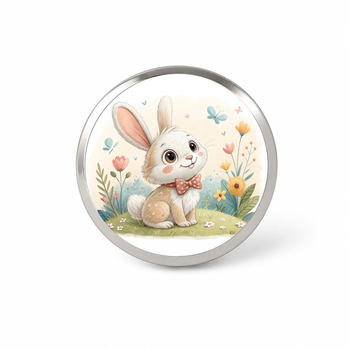Bunny Rabbit Children's Illustration Style Novelty Hat Backpack Lapel Pin