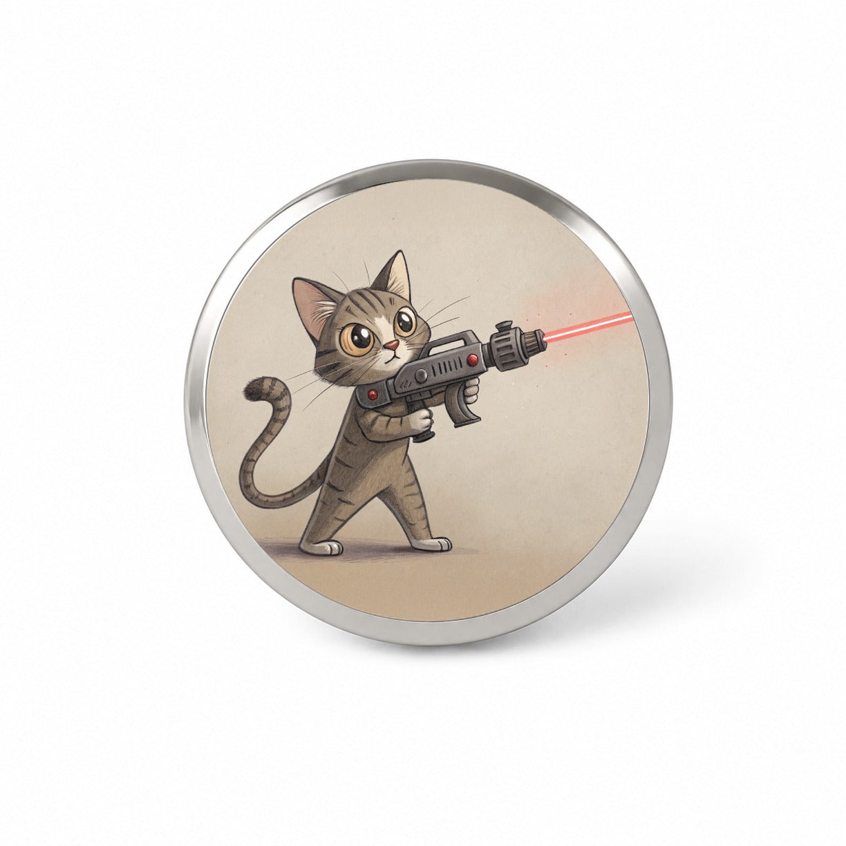 Cat With Laser Gun Sci-fi Cartoon Novelty Hat Backpack Lapel Pin