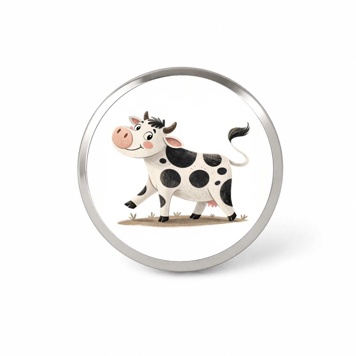 Cow Children's Illustration Style Novelty Hat Backpack Lapel Pin