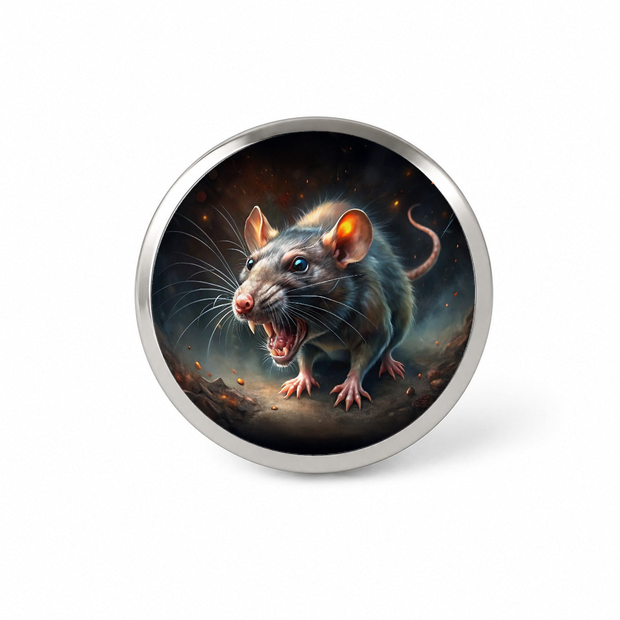 Evil Angry Rat Black Watercolor Novelty Hat Backpack Lapel Pin