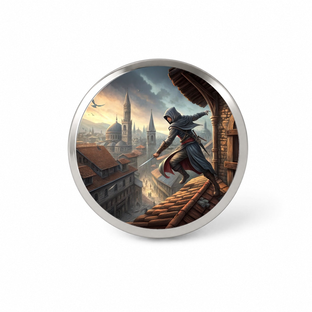 Fantasy Assassin Rogue Thief Rooftop Running Novelty Hat Backpack Lapel Pin