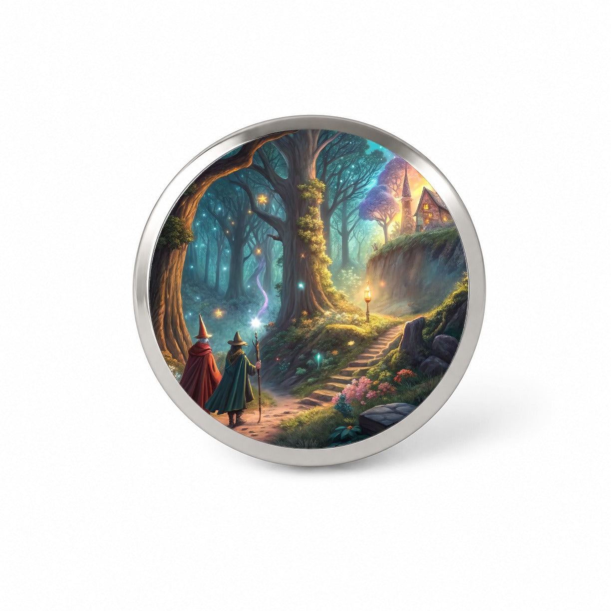 Fantasy Forest with Wizards Novelty Hat Backpack Lapel Pin