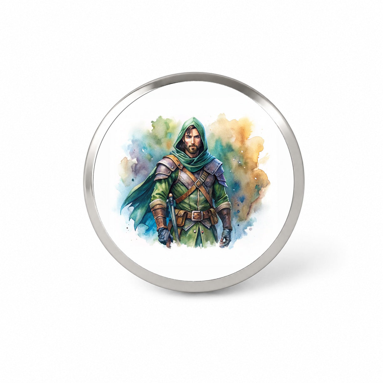 Fantasy Male Rogue Thief Watercolor Novelty Hat Backpack Lapel Pin