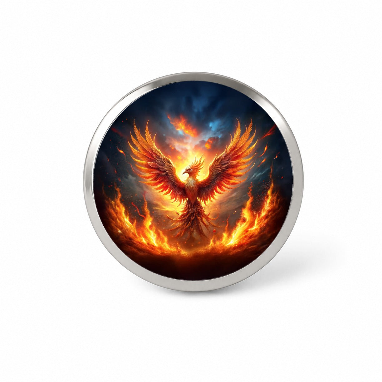 Flaming Phoenix Rising From Ashes Fantasy Bird Novelty Hat Backpack Lapel Pin