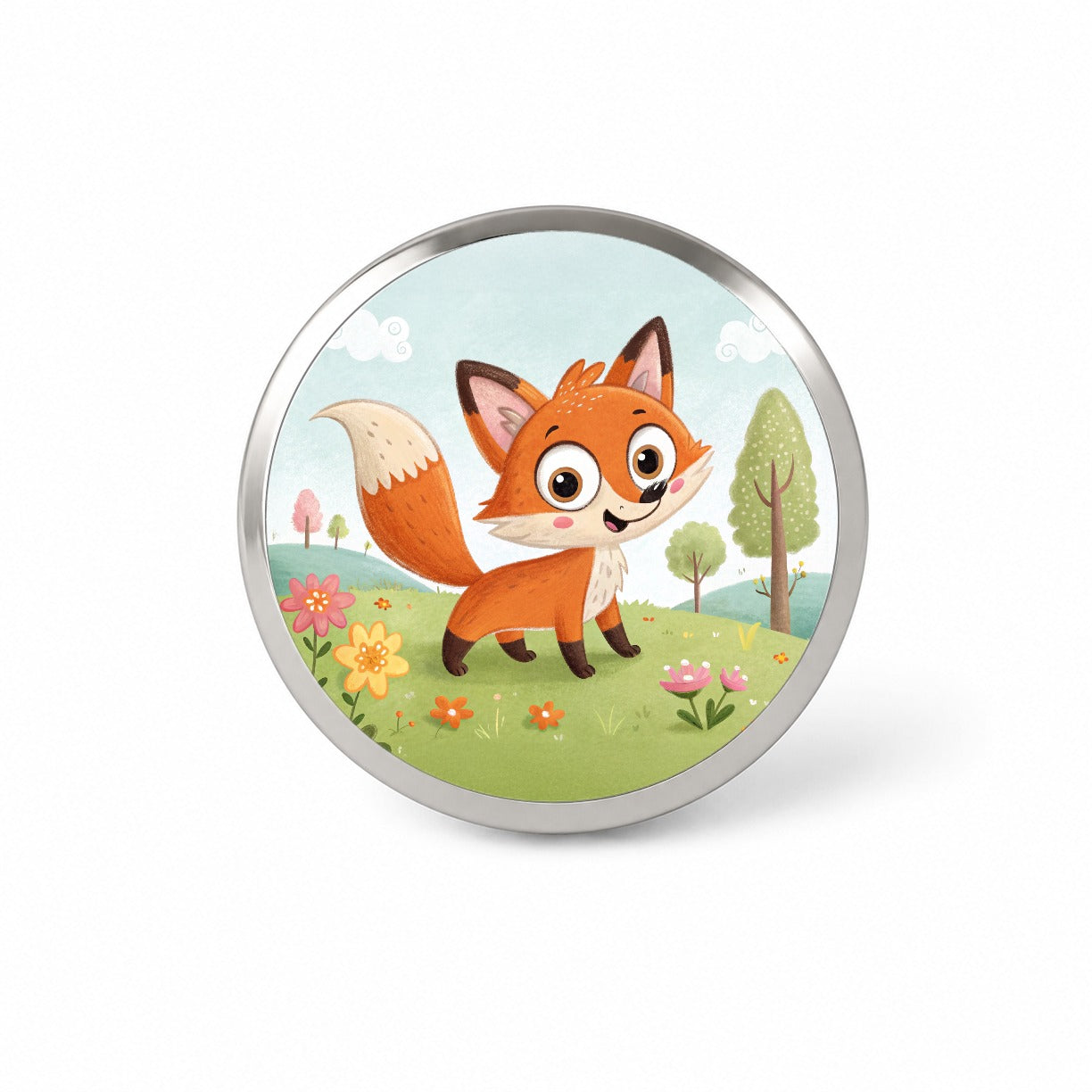 Fox Children's Illustration Style Novelty Hat Backpack Lapel Pin