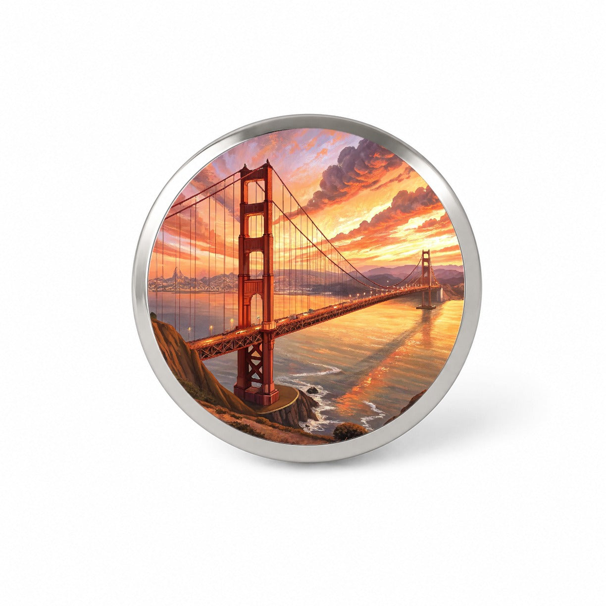 Golden Gate Bridge During Sunset San Francisco California Novelty Hat Backpack Lapel Pin