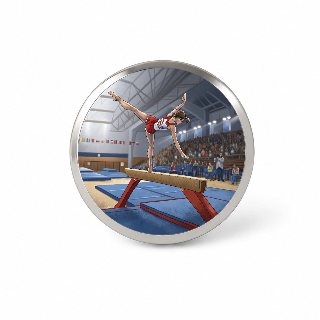 Gymnastics Balance Beam Novelty Hat Backpack Lapel Pin