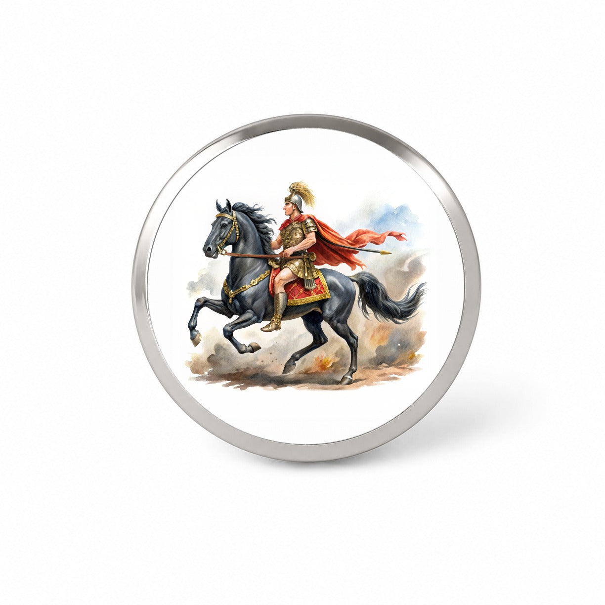 Historical Alexander The Great On His Horse Bucephalus Watercolor Novelty Hat Backpack Lapel Pin