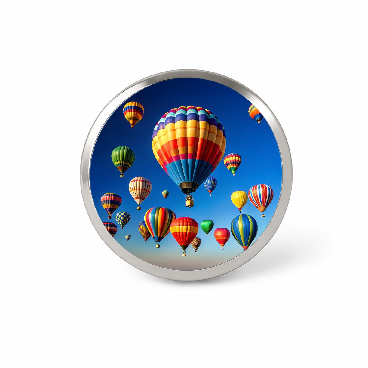Hot Air Balloons Against a Blue Sky Novelty Hat Backpack Lapel Pin