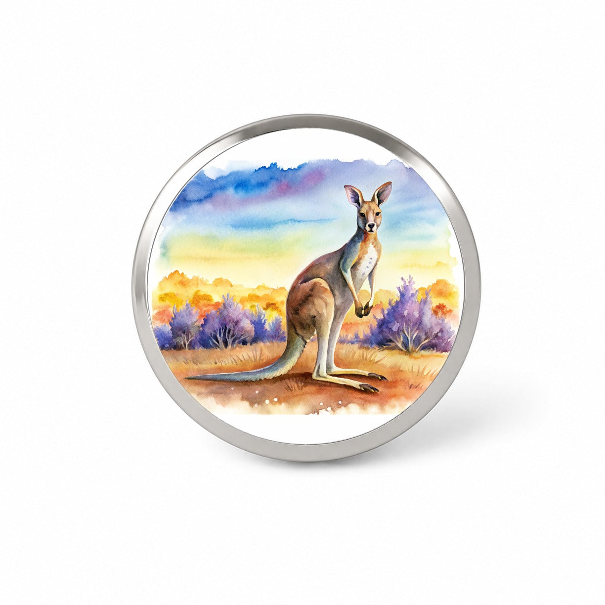 Kangaroo In The Fields Of Australia Watercolor Novelty Hat Backpack Lapel Pin