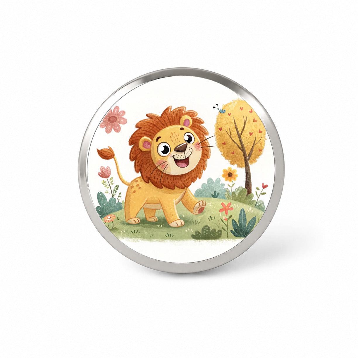 Lion Children's Illustration Style Novelty Hat Backpack Lapel Pin