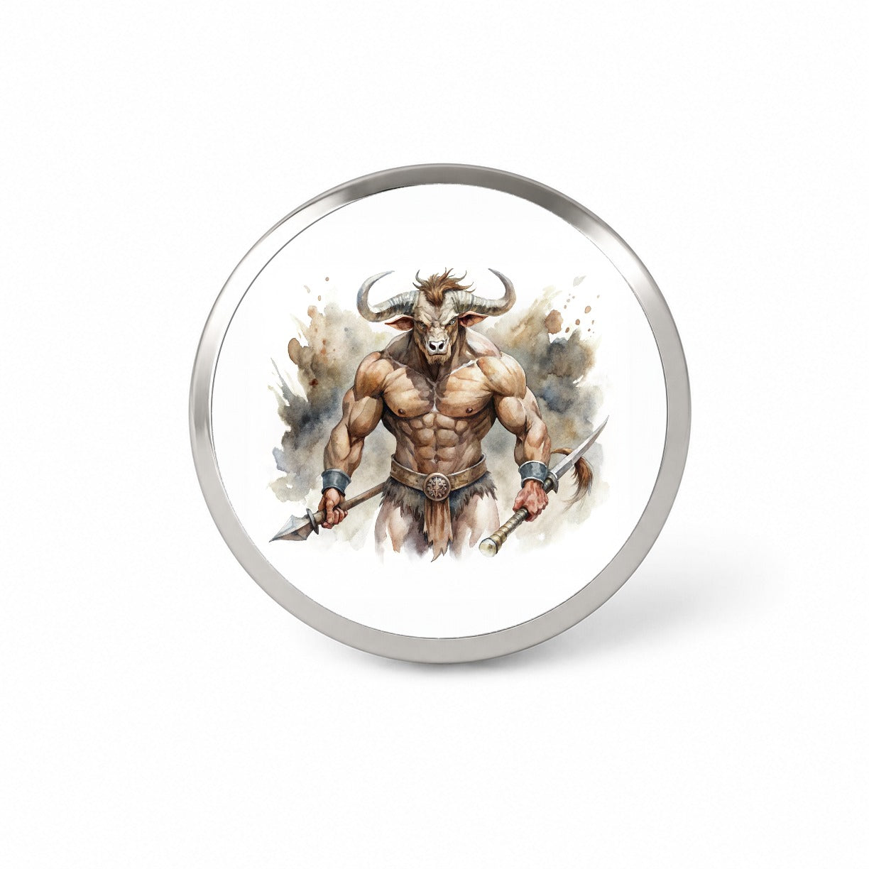 Minotaur Greek Mythology Watercolor Novelty Hat Backpack Lapel Pin