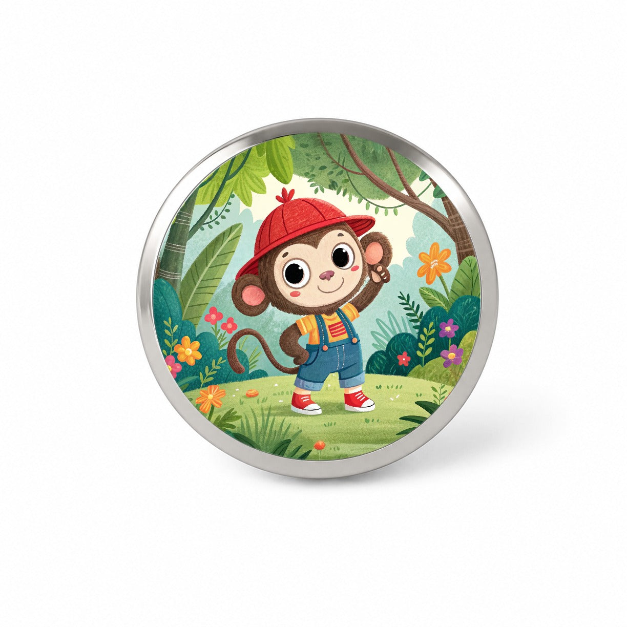 Monkey Children's Illustration Style Novelty Hat Backpack Lapel Pin