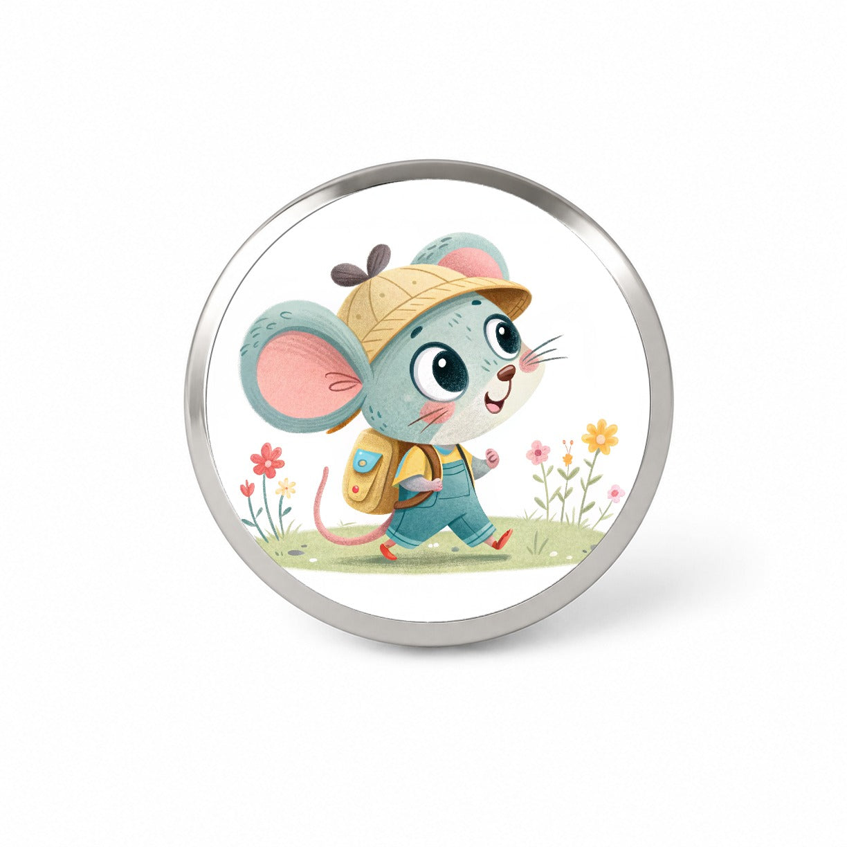 Mouse Children's Illustration Style Novelty Hat Backpack Lapel Pin