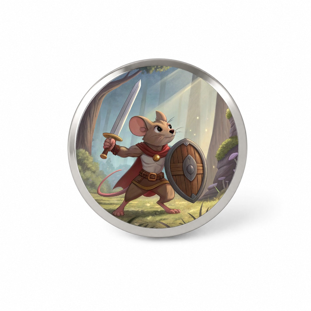 Mouse Warrior With Sword And Shield Novelty Hat Backpack Lapel Pin