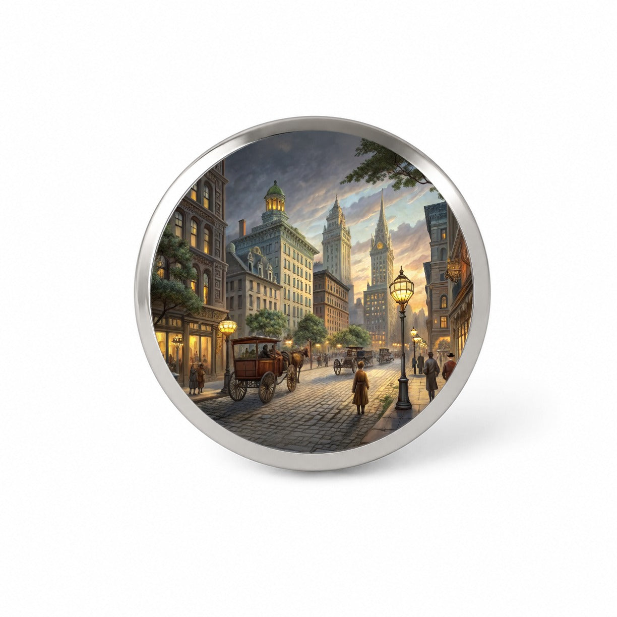 New York City Street in the 1800's Novelty Hat Backpack Lapel Pin