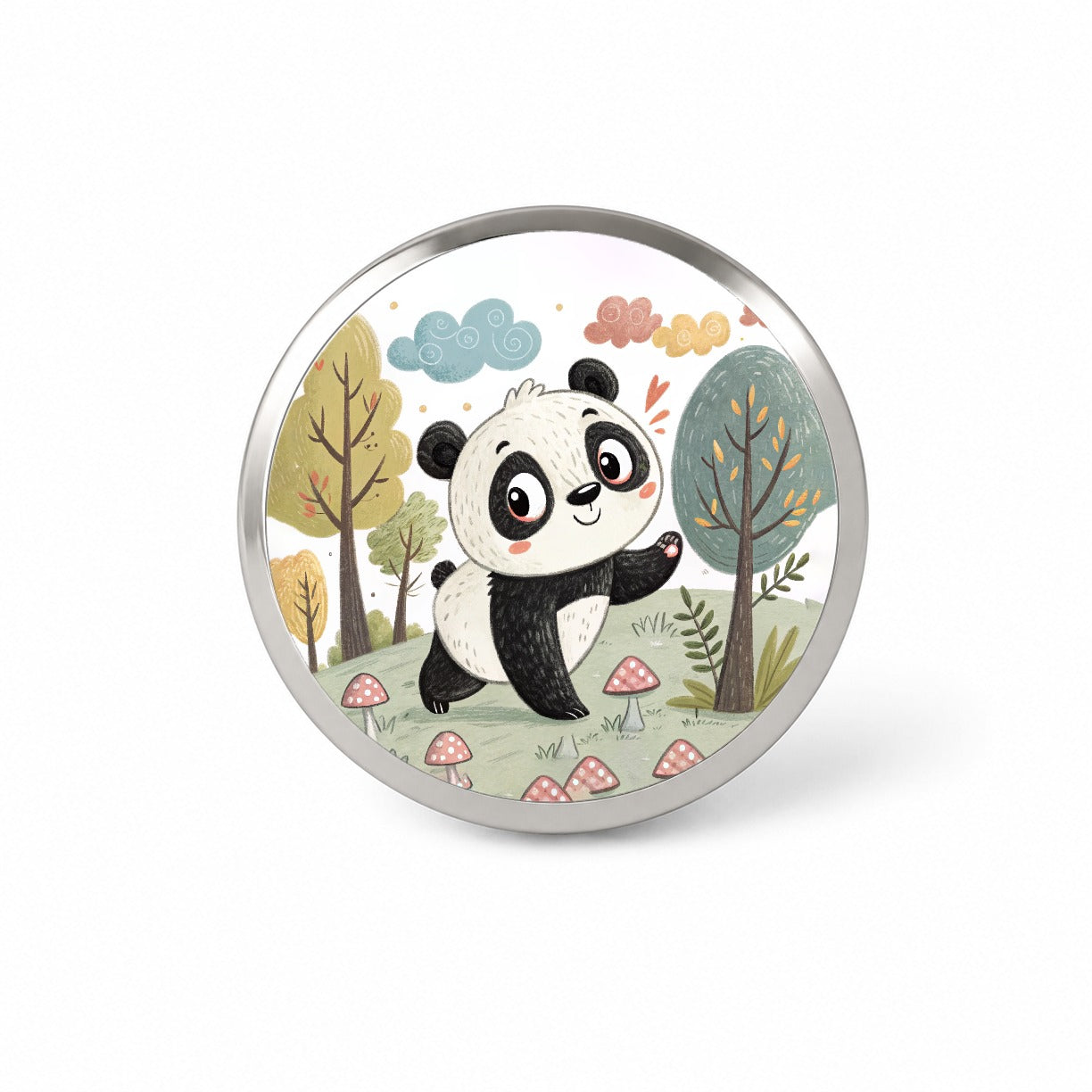 Panda Children's Illustration Style Novelty Hat Backpack Lapel Pin