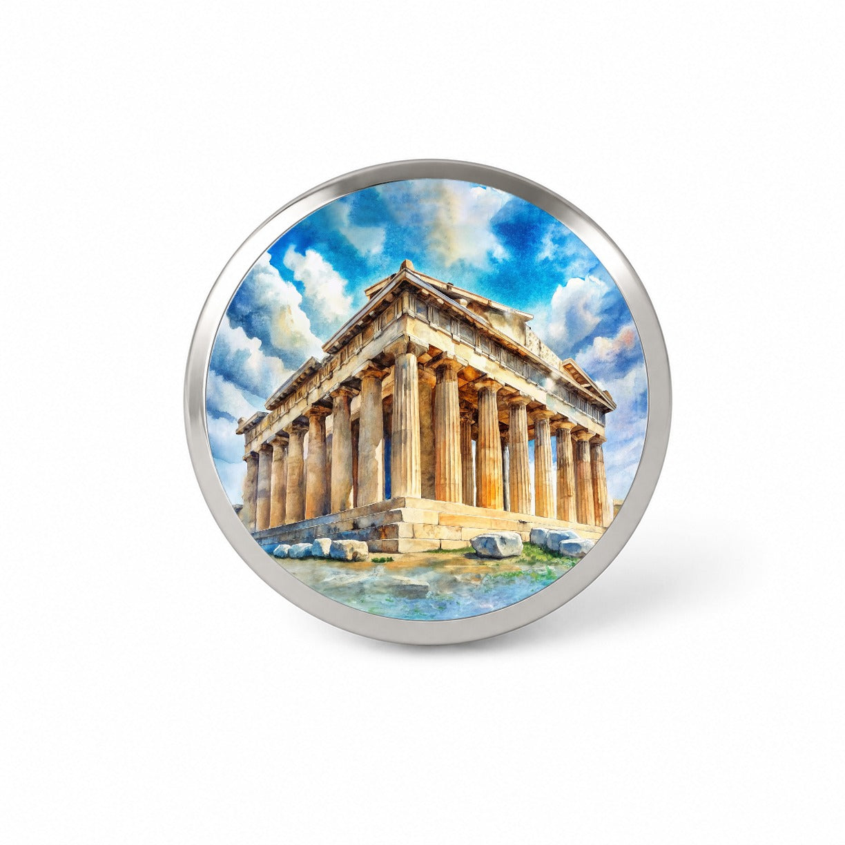 Parthenon Temple Athens Greece Greek Watercolor Novelty Hat Backpack Lapel Pin