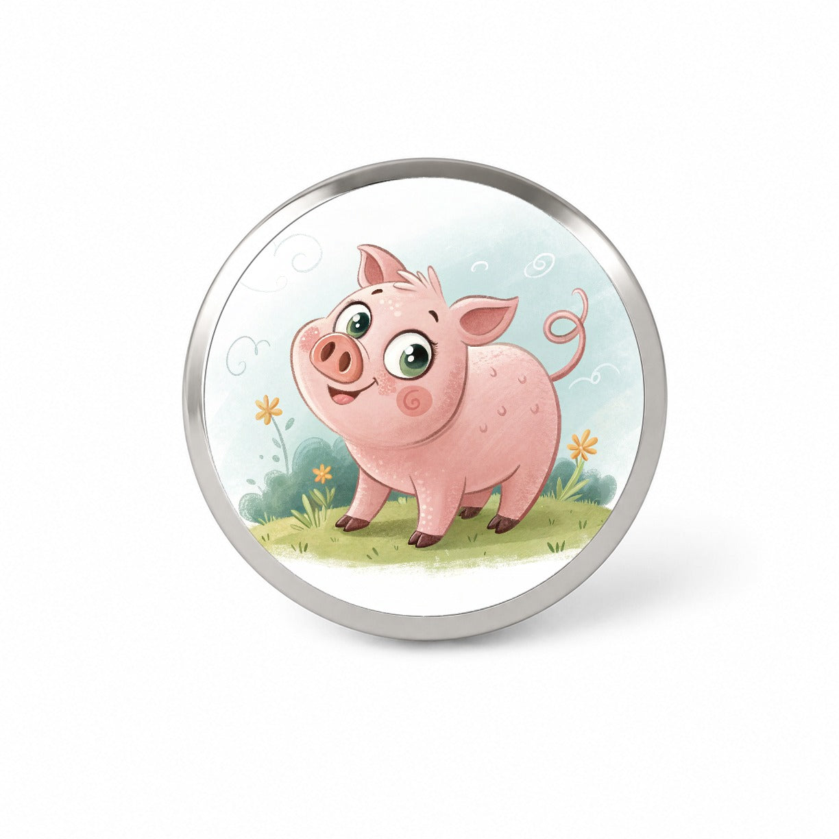 Pig Children's Illustration Style Novelty Hat Backpack Lapel Pin