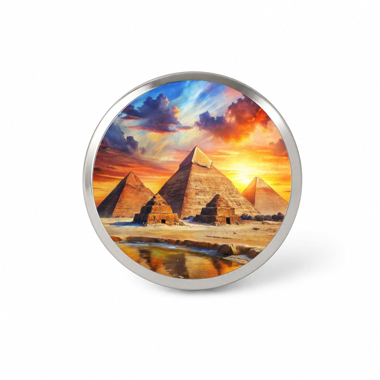Pyramids Of Giza Egypt At Sunset Watercolor Novelty Hat Backpack Lapel Pin