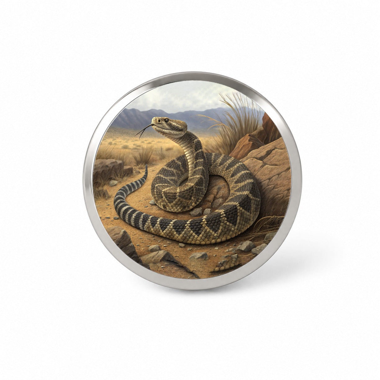 Rattlesnake Reptile on the Prairie Desert Novelty Hat Backpack Lapel Pin