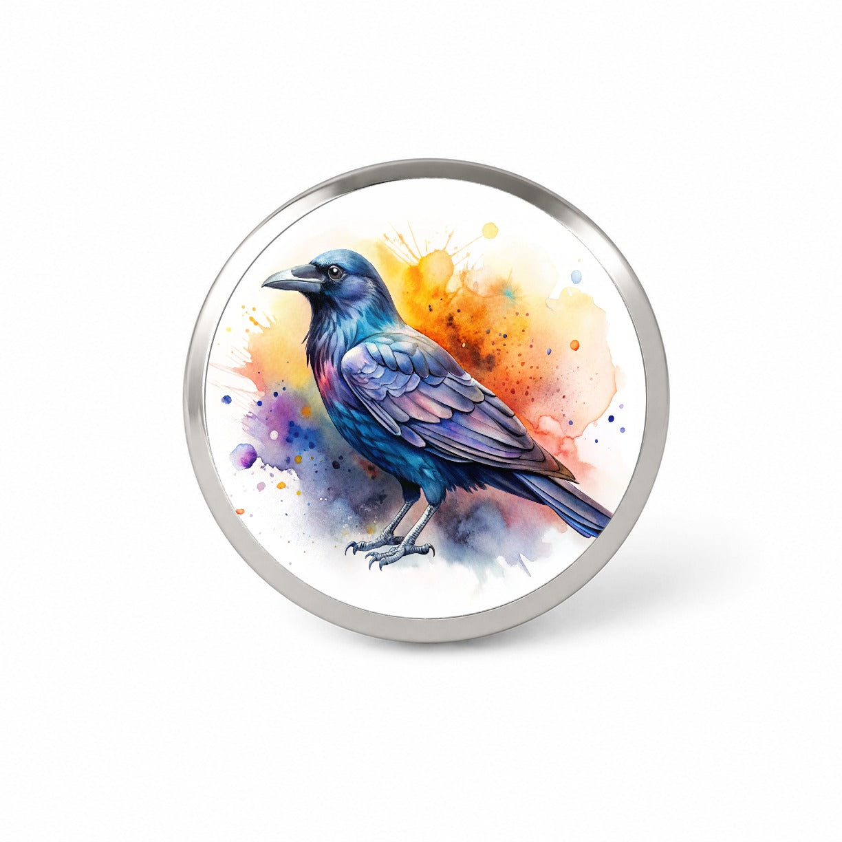 Raven Colorful Watercolor Novelty Hat Backpack Lapel Pin