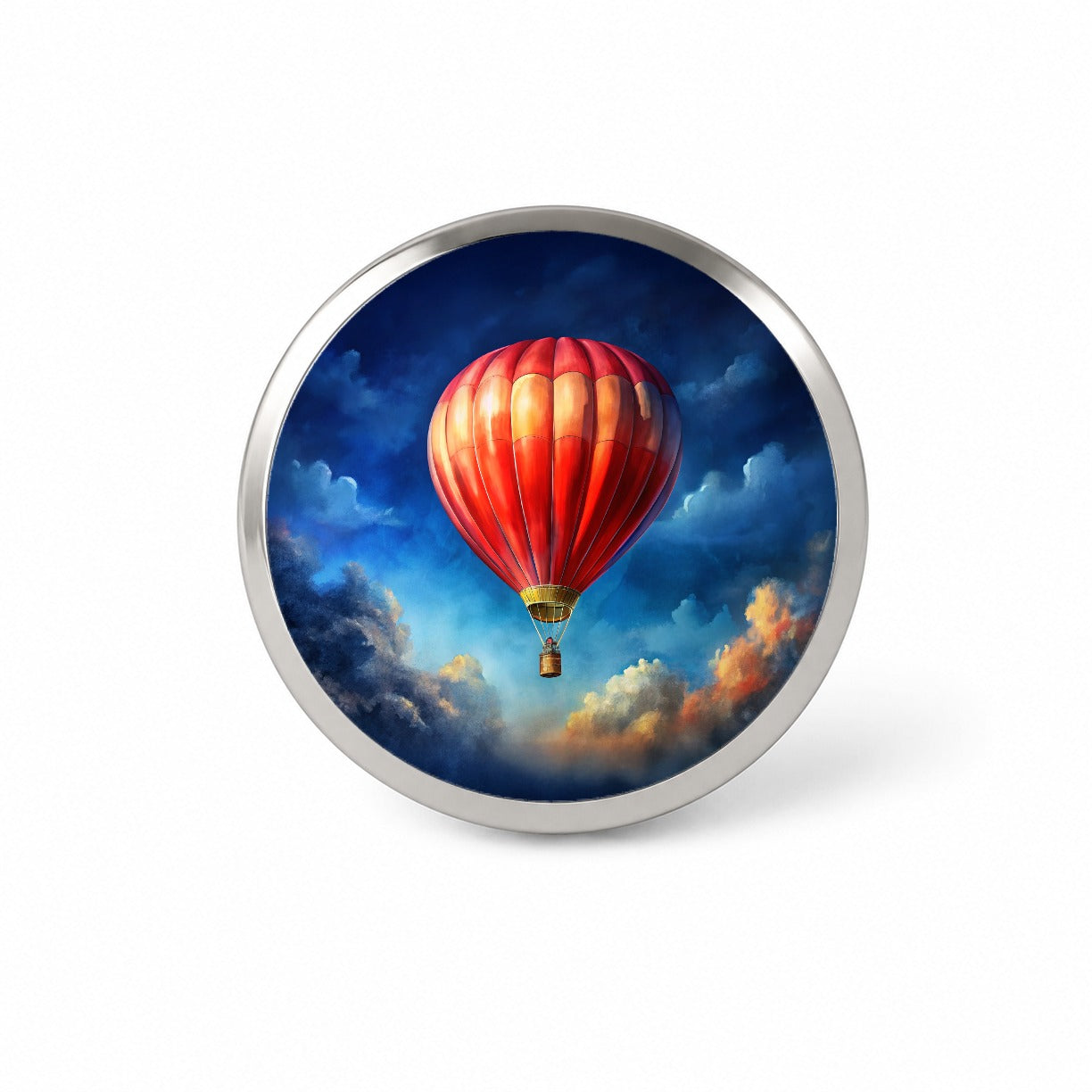 Red Hot Air Balloon in the Blue Sky Novelty Hat Backpack Lapel Pin