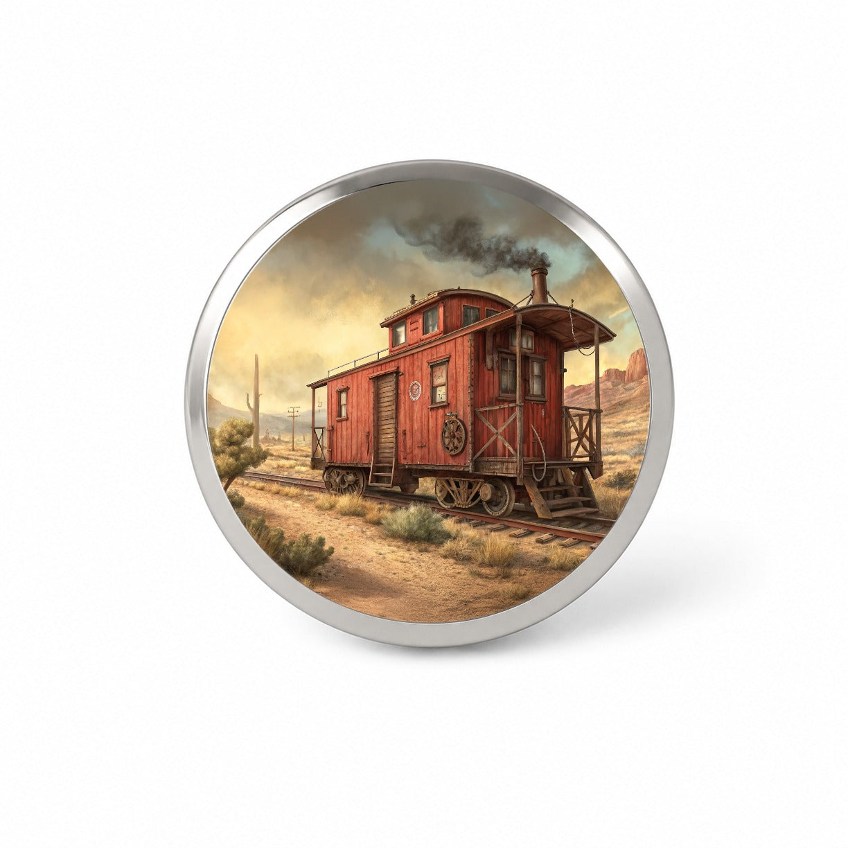 Red Train Caboose Old West Western Novelty Hat Backpack Lapel Pin