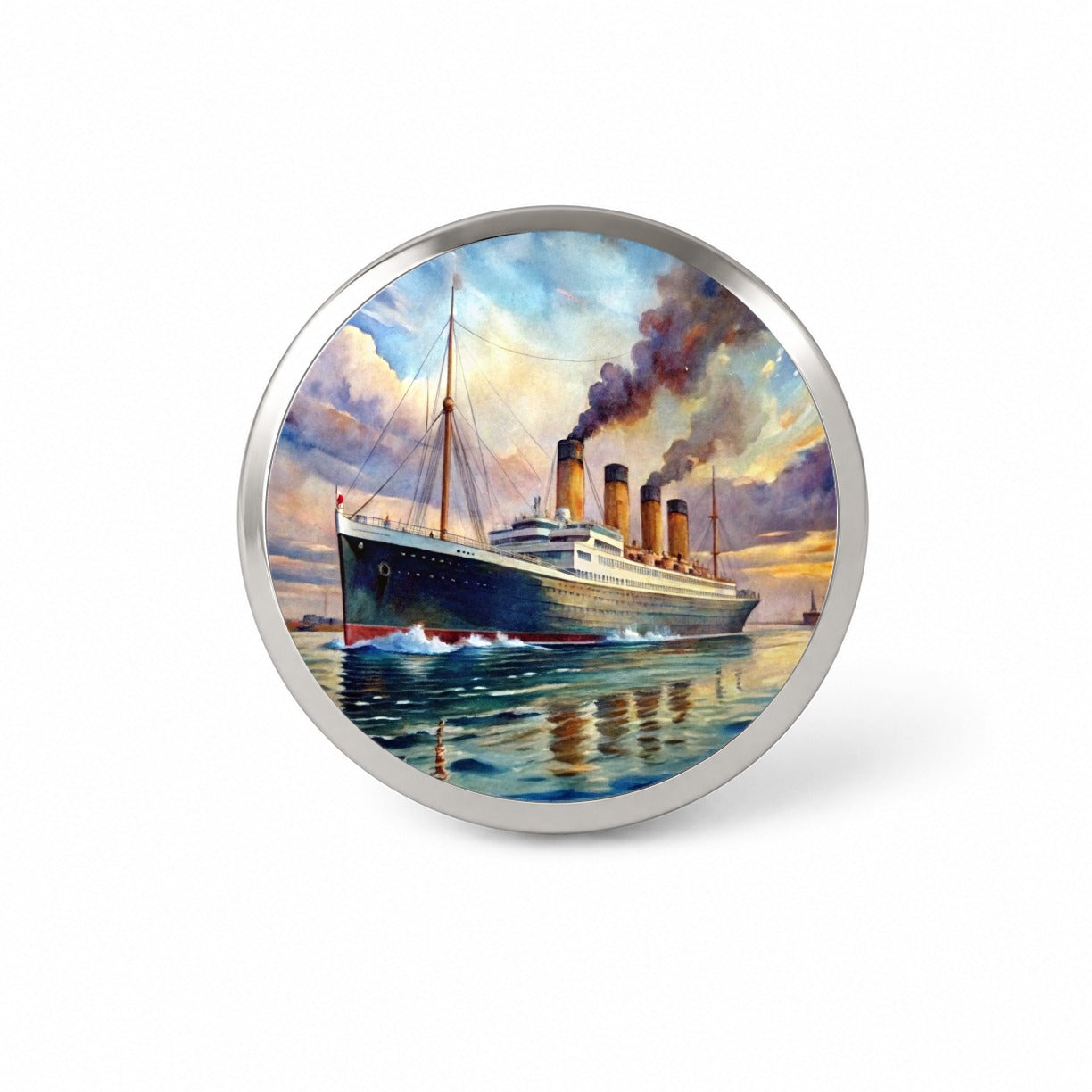 RMS Titanic Ocean Liner Cruise Ship Underway Watercolor Novelty Hat Backpack Lapel Pin