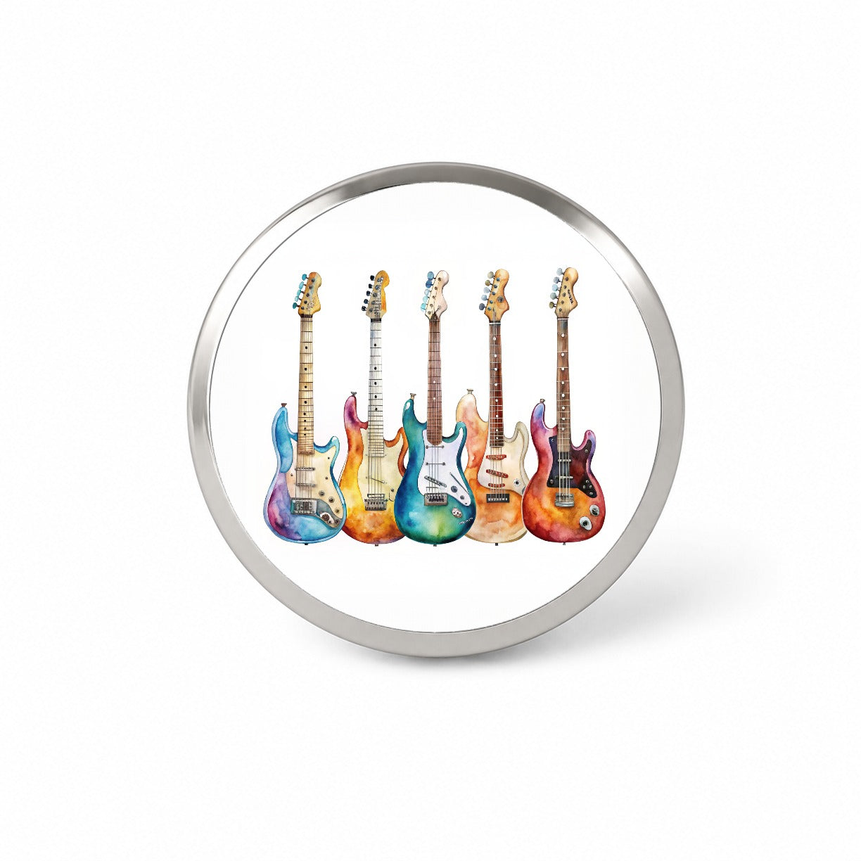 Rock And Roll Guitar Collection Watercolor Novelty Hat Backpack Lapel Pin