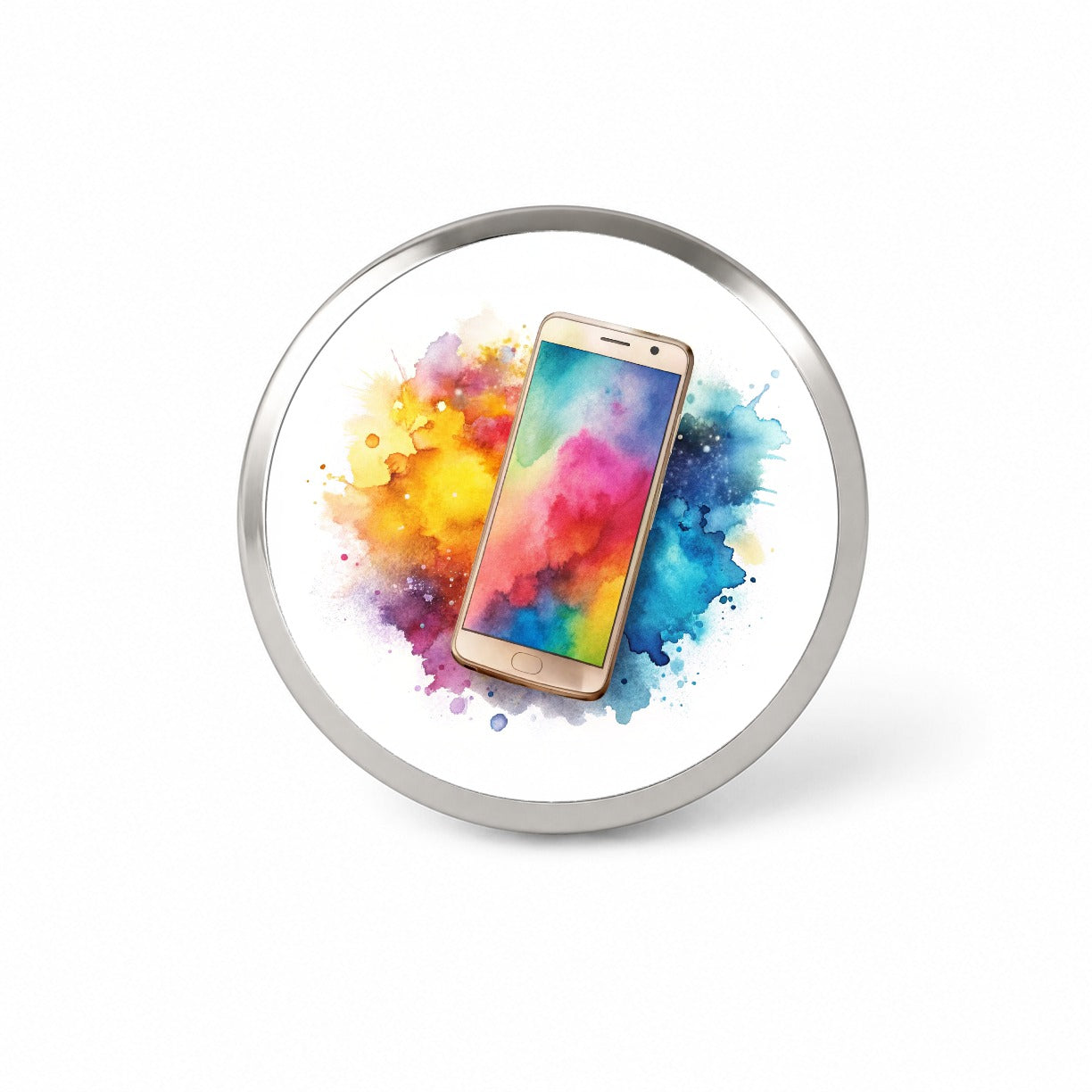 Smart Phone Watercolor Novelty Hat Backpack Lapel Pin