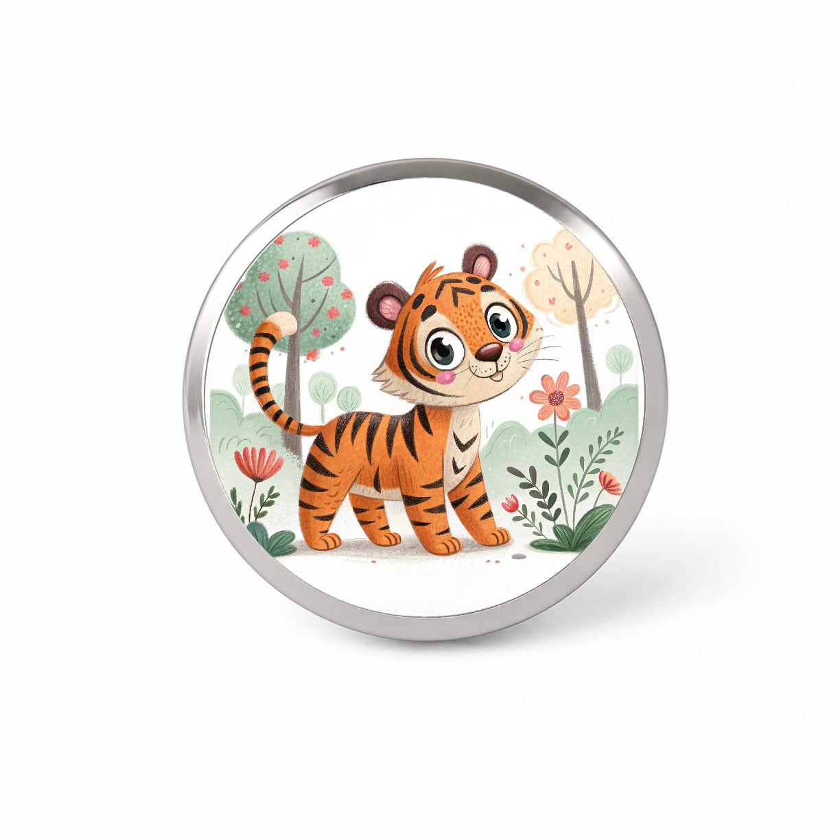 Tiger Children's Illustration Style Novelty Hat Backpack Lapel Pin