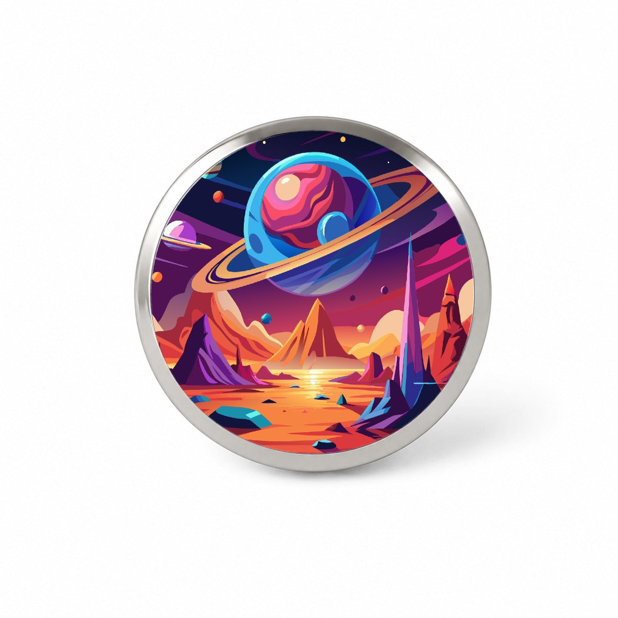 Vibrant Colored Sci-fi Hostile Alien Planet Novelty Hat Backpack Lapel Pin