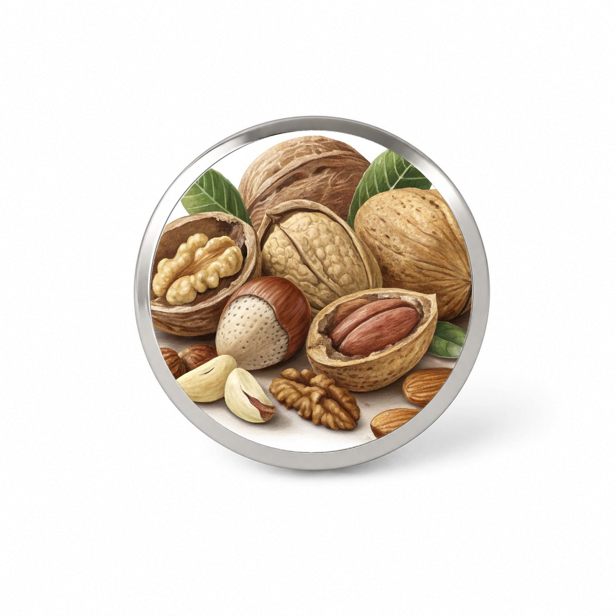 Walnuts Hazelnuts Almonds Brazil Nuts Novelty Hat Backpack Lapel Pin