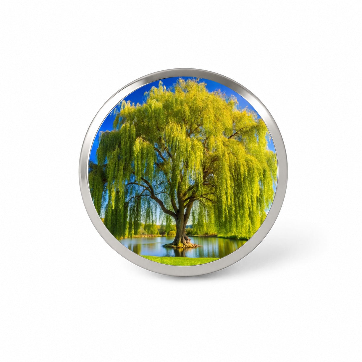 Weeping Willow Tree in Pond Novelty Hat Backpack Lapel Pin