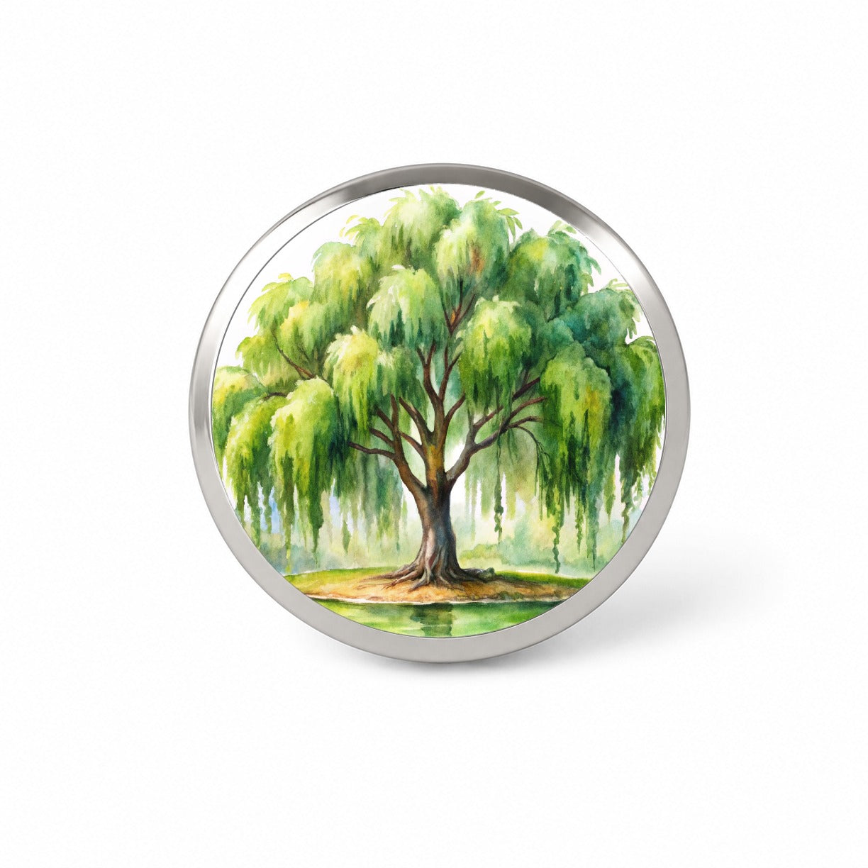 Weeping Willow Tree Watercolor Novelty Hat Backpack Lapel Pin