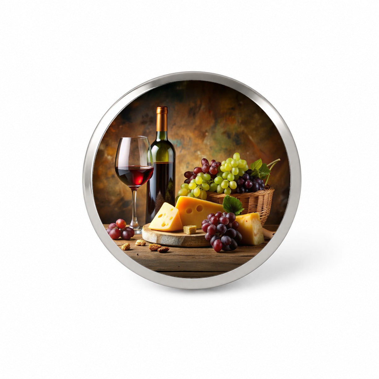 Wine Cheese Grapes Rustic Setting Novelty Hat Backpack Lapel Pin